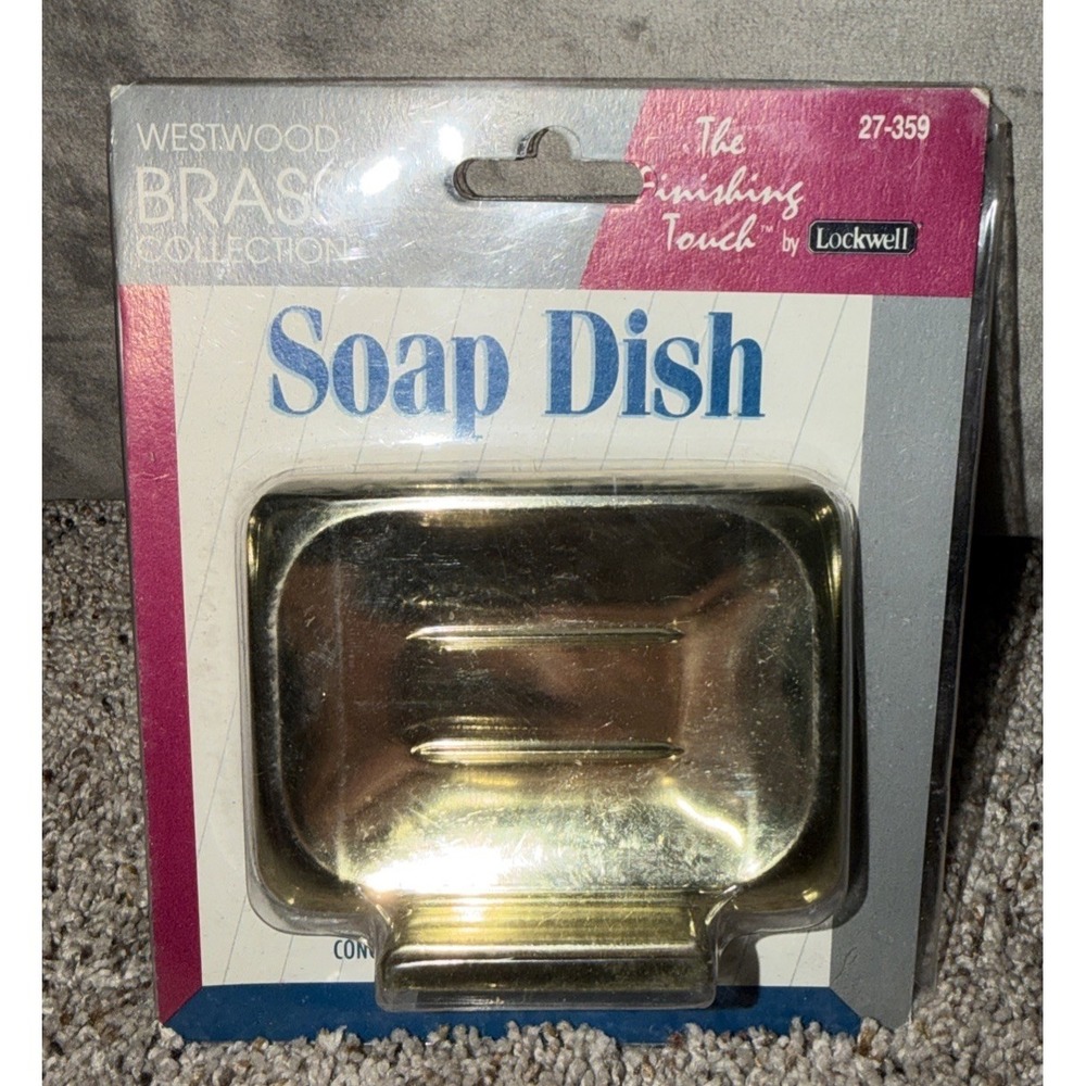 Vtg NOS Westwood‎ Brass Collection Soap Dish Polished Brass Wall Mount Lockwell